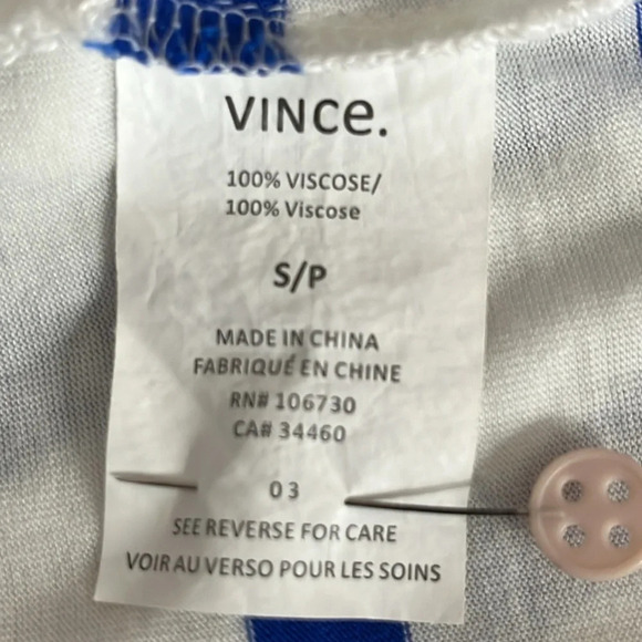 Vince Striped Drop Shoulder Long Sleeve Viscose T Shirt in Blue/White - Small - Picture 5 of 6